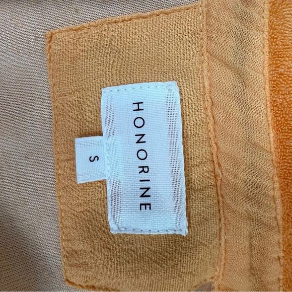 NWT Honorine Tate Terry Cloth Polo Shirt Top Orange Size S - Picture 3 of 4